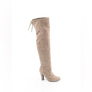 Suede Over-the-Knee Boots - Tan